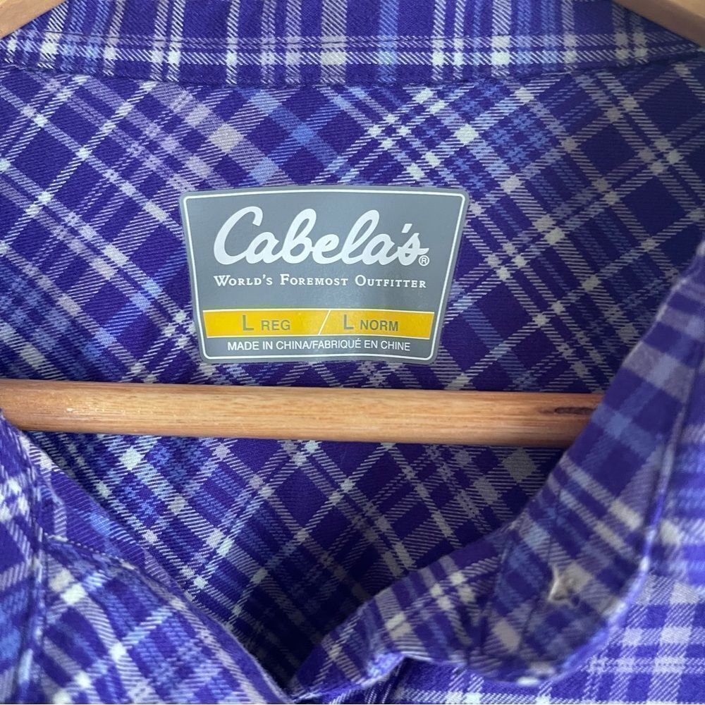 Cabela's Women's Purple and White Checkered Heavier Weight Flannel Shirt - Picture 5 of 5